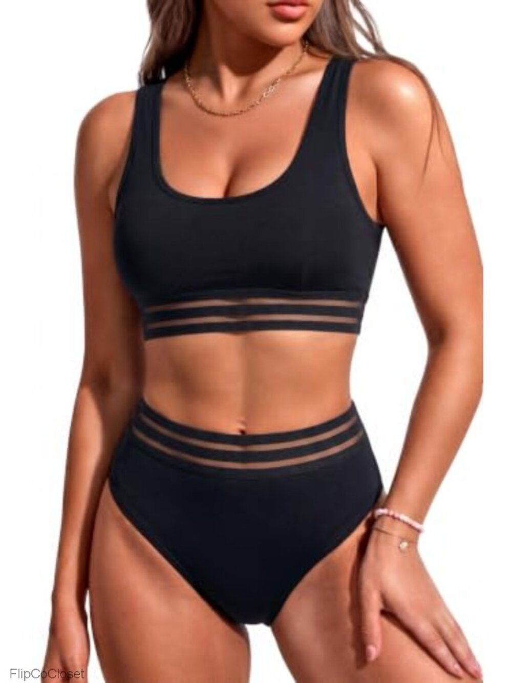 Tempt Me Sporty Bikini Set High Waisted Swimsuit Athletic Bathing Suit